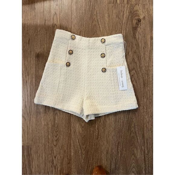 Bishop & Young Colin Shorts High Waisted Shorts - white  Tweed size S NWT$120 - Picture 4 of 6